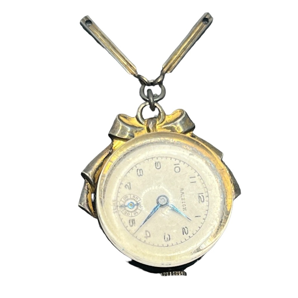 Raleigh vintage gold over sterling silver hanging pocket watch DAMAGED